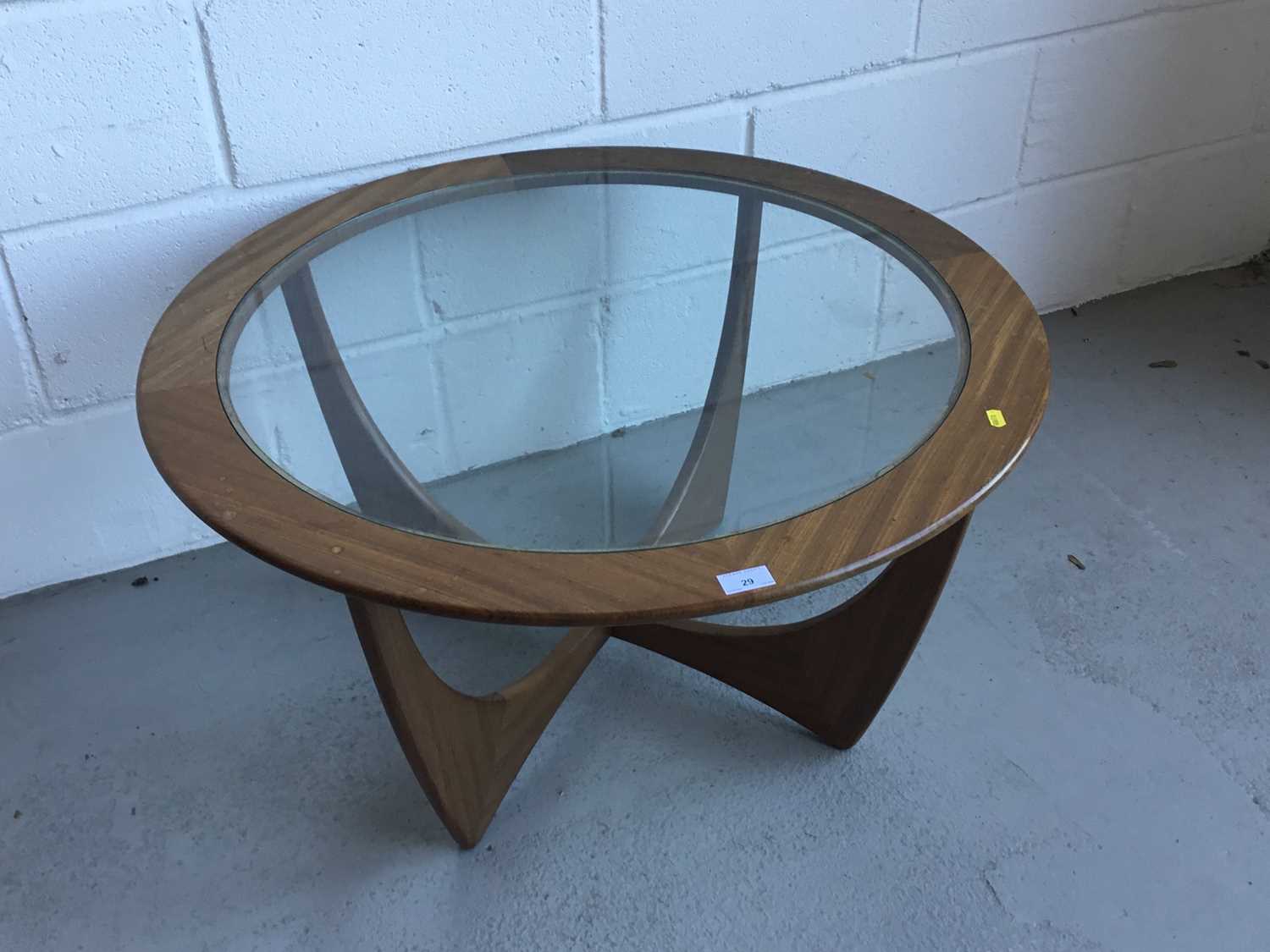 Lot 29 - G-Plan 'Astro' teak coffee table of circular form with inset glass top, 83cm in diameter
