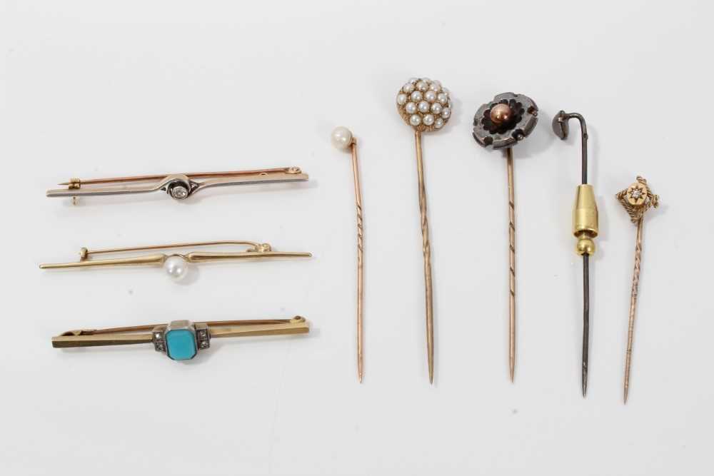 Lot 455 - Eight Victorian stick pins