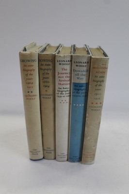 Lot 1180 - Leonard Woolf - Sowing, Growing, Beginning Again, Downhill all the Way, The Journey not the Arrival that Matters, An autobiography of the years 1911-1918, (5 volumes)