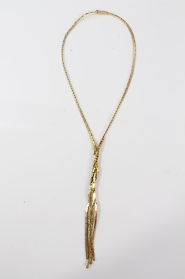 Lot 442 - 9ct gold cross over necklace