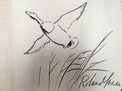 Lot 140 - Roland Green, two charcoal sketches of birds - pheasant, duck