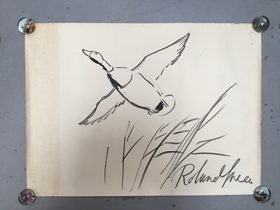 Lot 140 - Roland Green, two charcoal sketches of birds - pheasant, duck