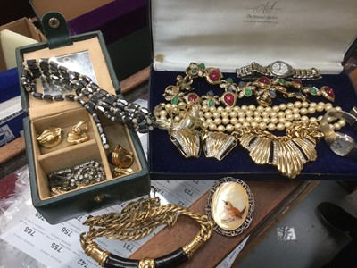 Lot 716 - Group of Costume jewellery including a faux pearl necklace and two watches