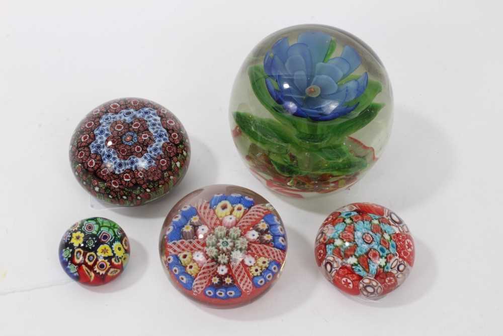 Lot 44 - Group of five decorative paperweights, early