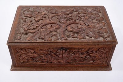 Lot 728 - 19th century Chinese Canton carved ivory chess set, housed in a fine carved oak fitted box