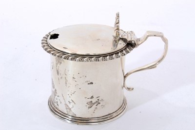 Lot 262 - Victorian silver drum mustard pot, together with Victorian miniature silver mustard pot