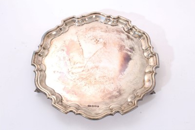 Lot 261 - 1940s Silver salver with piecrust border.