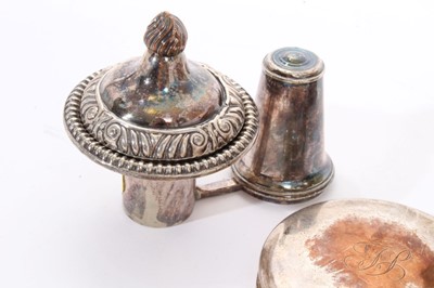 Lot 266 - Selection of silver and silver plate, including a small Victorian silver basket and other items.