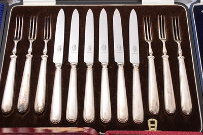 Lot 269 - Selection of cased silver and silver plate cutlery, cruets and other sets