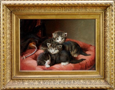 Lot 1085 - Attributed to Horacio Couldery (1832-1893) oil on canvas, kittens, labels verso, 25 x 33cm, framed