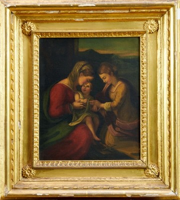 Lot 1086 - Continental School, 18th century, oil on canvas - Infant and attendants, 30 x 23cm, in good period gilt framew