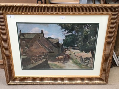 Lot 37 - Ernest C Denton (early 20th century) watercolour - cattle in a lane, signed 44 x 68cm, glazed frame