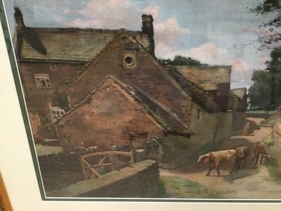 Lot 37 - Ernest C Denton (early 20th century) watercolour - cattle in a lane, signed 44 x 68cm, glazed frame