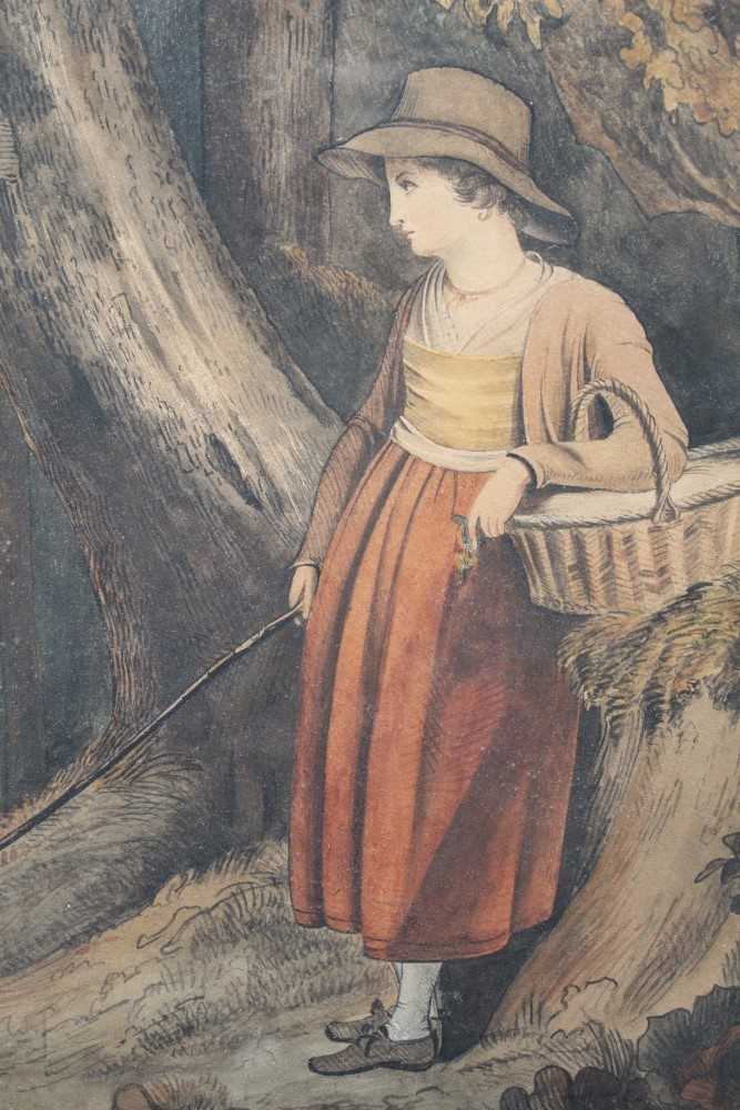 Lot 1138 - Pair of early 19th century watercolours of girls