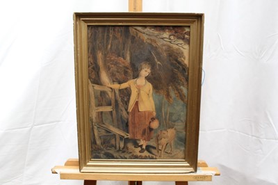 Lot 1138 - Pair of early 19th century watercolours of girls