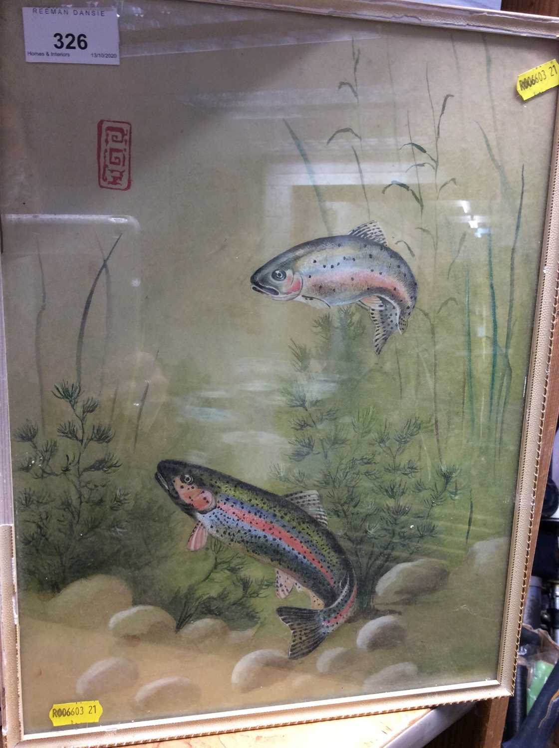Lot 326 Chinese watercolour study of a trout