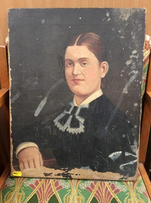Lot 90 - American school oil on canvas portrait