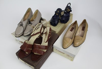 Lot 1753 - Ladies vintage leather shoes mainly British. High heels, sling-backs and country courts. Makers Technic, Bally, D'Lite and others.