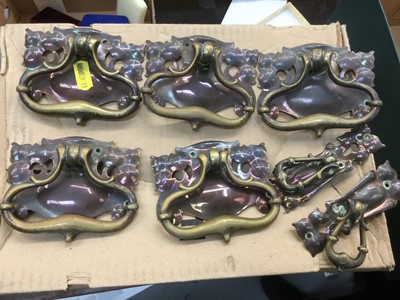 Lot 297 - Group of copper and brass furniture handles (1 box)