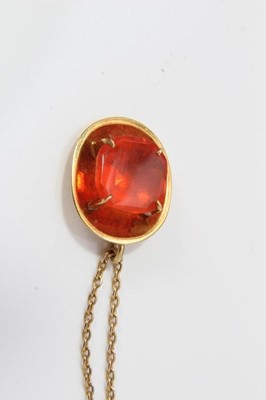 Lot 65 - 18ct gold fire opal pendant on chain