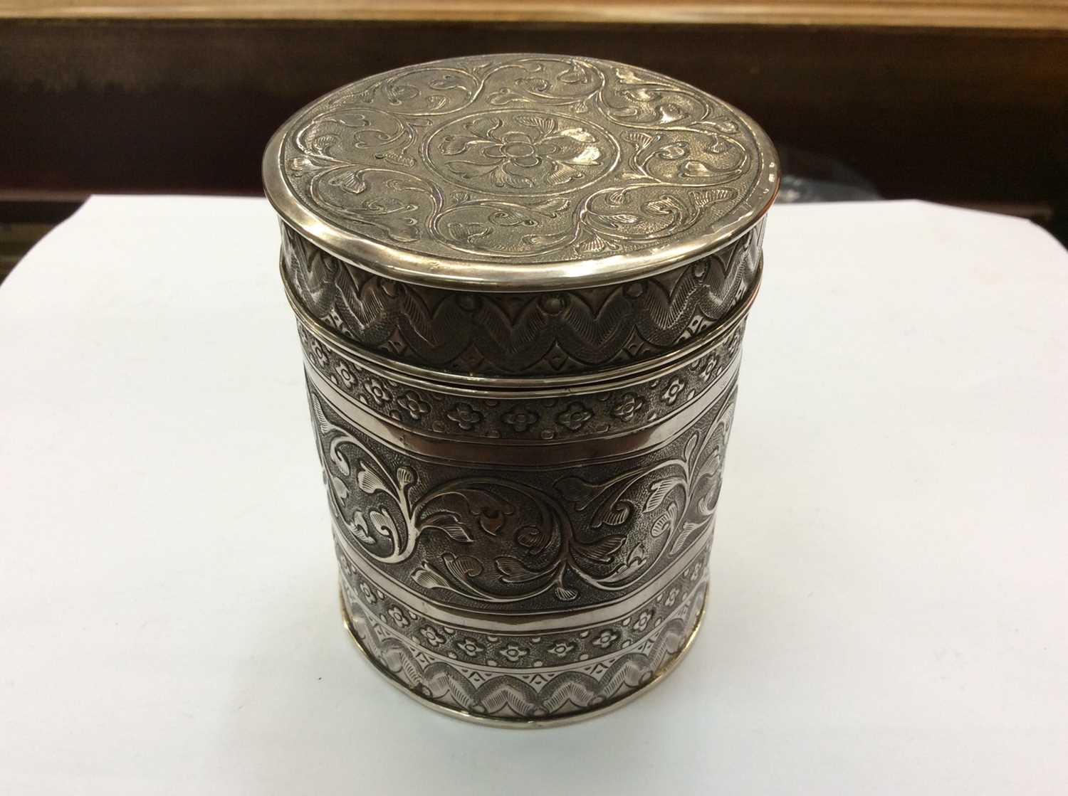 Lot 697 - Chinese white metal pot and cover