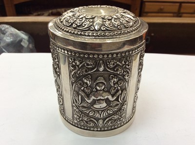 Lot 703 - Indian white metal silver pot with cover