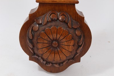 Lot 621 - Late Victorian oak carved barometer