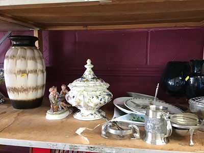 Lot 501 - Group of assorted china and glassware to include an Italian tureen, and metalwares