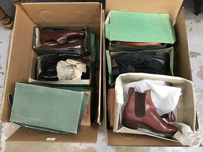 Lot 71 - Large Quantity of Gentlemen's Vintage British leather shoes in two large boxes. Makes Technic, Masegrove etc.