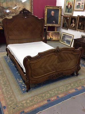 Lot 1258 - French carved walnut double bed, with purpose built metal frame