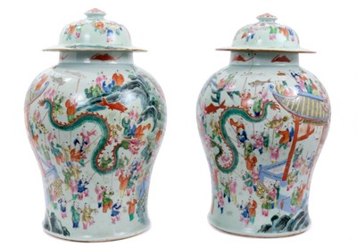 Lot 14 - Pair Chinese 'Hundred Boys' jars
