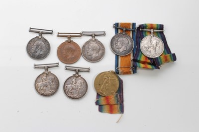 Lot 628 - Six First World War War medals, one Victory medal and a Mercantile Marine medal (8 medals)