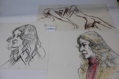 Lot 1120 - Peter Collins folio- nude studies and portraits, unframed, approx 30