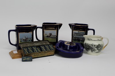 Lot 2032 - Interesting Blue Bell Tobacco advertising dominoes and cribbage board, other brewing and horse racing items