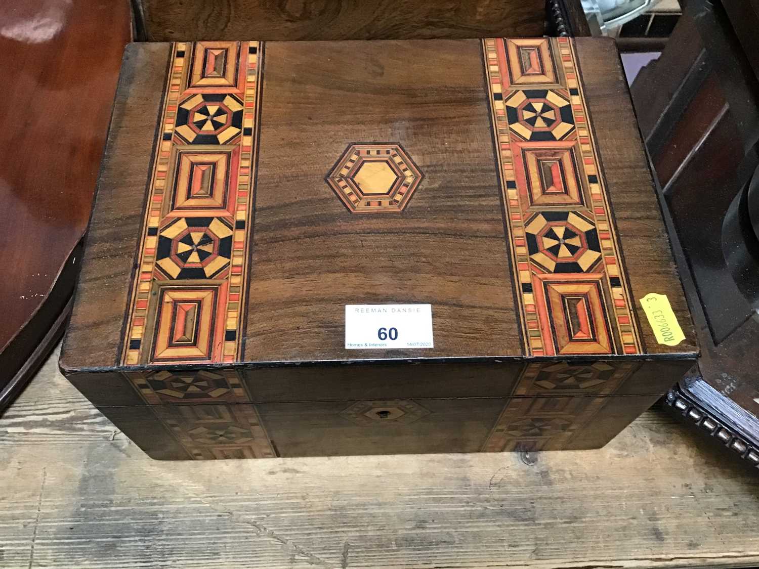 Lot 60 - Inlaid wooden sewing box