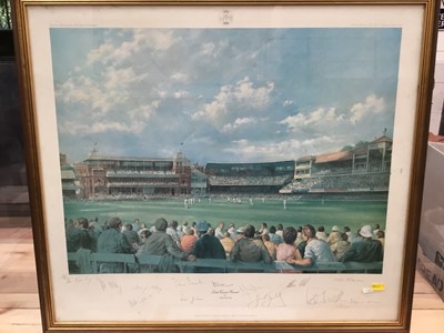 Lot 388 - Lords Cricket Ground limited edition signed print, 245 of 850, in glazed frame