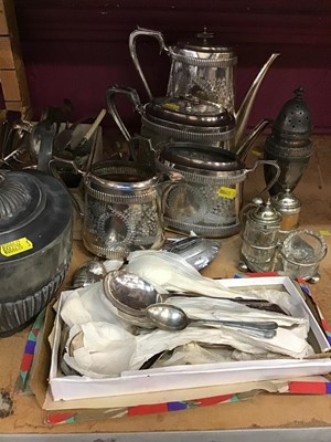 Lot 517 - Late Victorian silver plated four piece tea and coffee set, and various plated wares