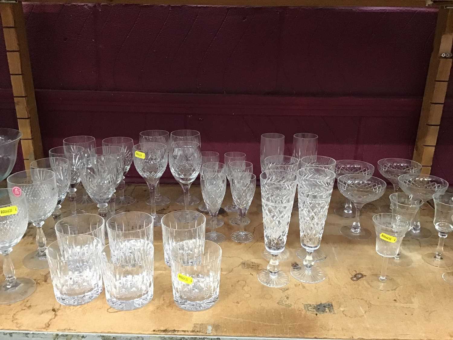 Lot 574 - Collection of cut glassware decanters and drinking glasses, including Stuart etc