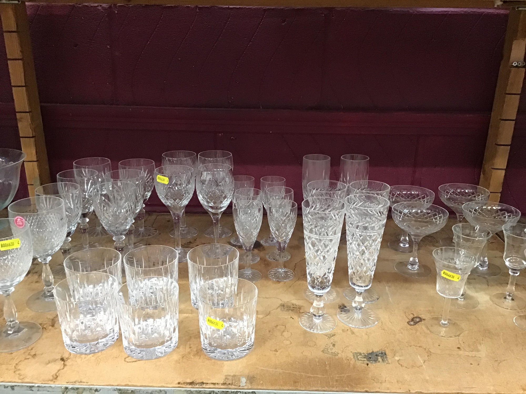 Lot 574 Collection of cut glassware decanters and