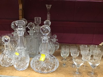 Lot 574 - Collection of cut glassware decanters and drinking glasses, including Stuart etc