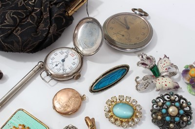 Lot 9 - Vintage costume jewellery and bijouterie including WWI silver cased trench watch