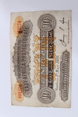 Lot 351 - Mombasa - East African Protectorate Ten Rupees Banknote dates 1st May 1916