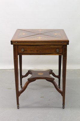 Lot 1203 - Edwardian inlaid rosewood envelope card table