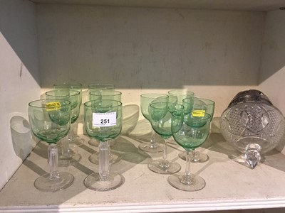 Lot 251 - Good quality 1920s cut glass light shade and a collection of Victorian uranium glasses