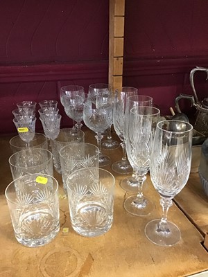 Lot 511 - Set of cut glass table ware to include Champagne flutes, Whisky tumblers and others (qty)