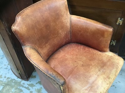 Lot 1249 - Early 20th century leather swivel desk chair