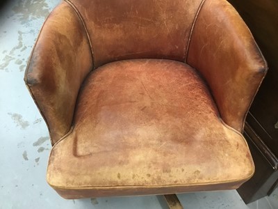 Lot 1249 - Early 20th century leather swivel desk chair