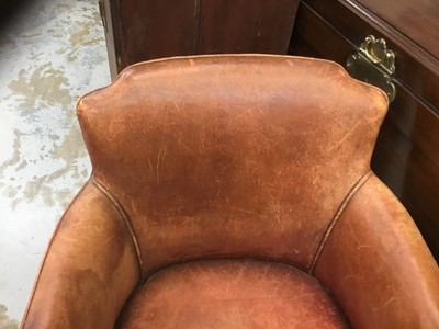 Lot 1249 - Early 20th century leather swivel desk chair