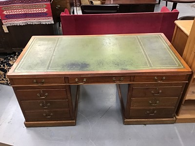 Lot 908 - Large mahogany twin pedestal desk