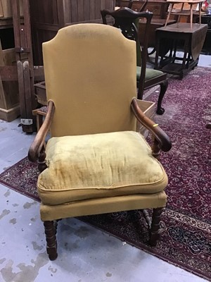 Lot 1024 - Carolean style open armchair